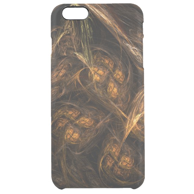 Mother Earth Modern Abstract Art Golden Fractal Uncommon iPhone Case (Back)