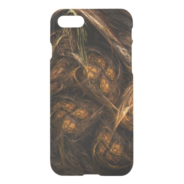 Mother Earth Modern Abstract Art Golden Fractal Uncommon iPhone Case (Back)