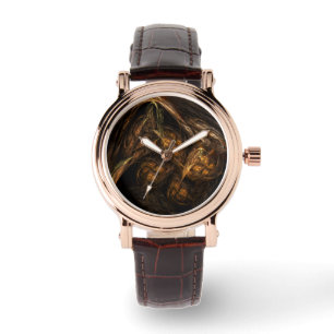 Mother Earth Modern Abstract Art Golden Fractal Watch