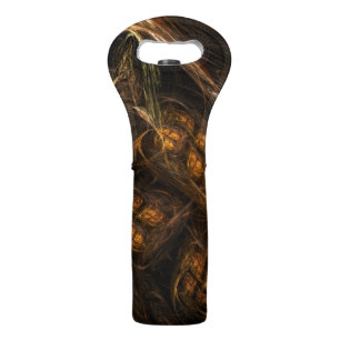 Mother Earth Modern Abstract Art Golden Fractal Wine Bag