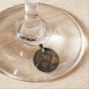 Mother Earth Modern Abstract Art Golden Fractal Wine Charm