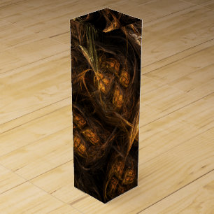 Mother Earth Modern Abstract Art Golden Fractal Wine Gift Box