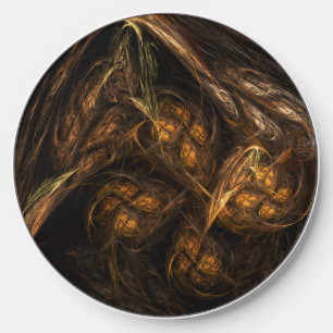 Mother Earth Modern Abstract Art Golden Fractal Wireless Charger