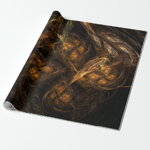 Mother Earth Modern Abstract Art Golden Fractal Wrapping Paper