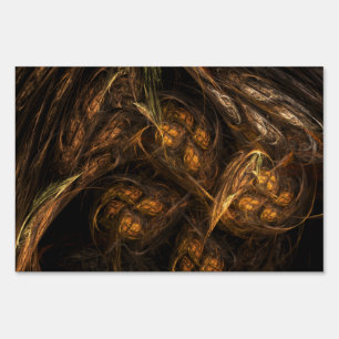 Mother Earth Modern Abstract Art Golden Fractal Yard Sign