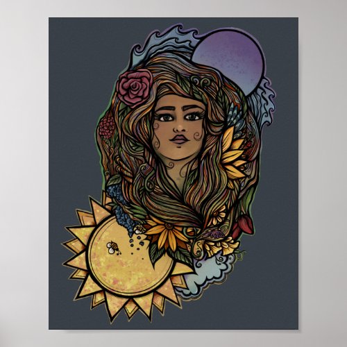 Mother Earth the World Tarot Goddess Poster