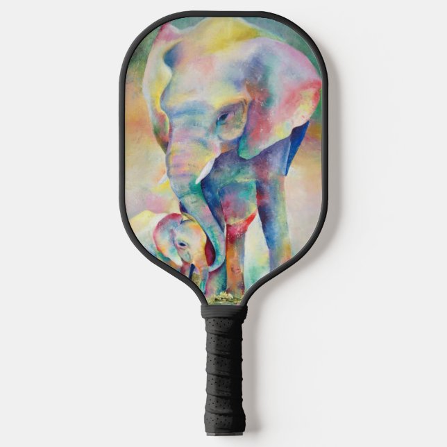 Mother Elephant and Baby Pickleball Paddle (Front)