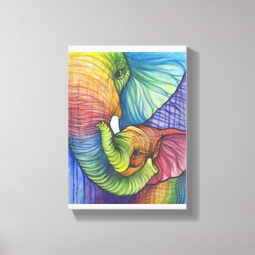 Mother Elephant and Child Canvas Print