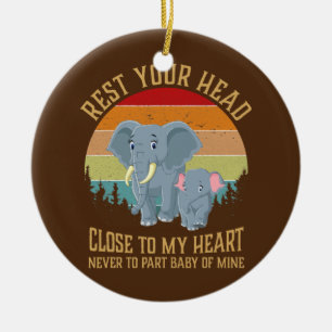 Mother Elephant and Dumbo rest  Ceramic Ornament