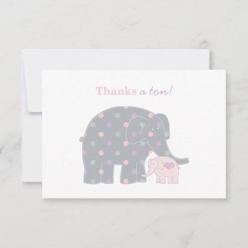 Elephant Thank You Flat Note Cards | Pink Purple
