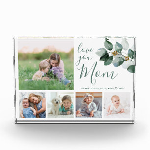 Mother Family Photo Collage Watercolor Eucalyptus Block