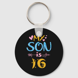 Mother father mom dad happy birthday son is 16 keychain