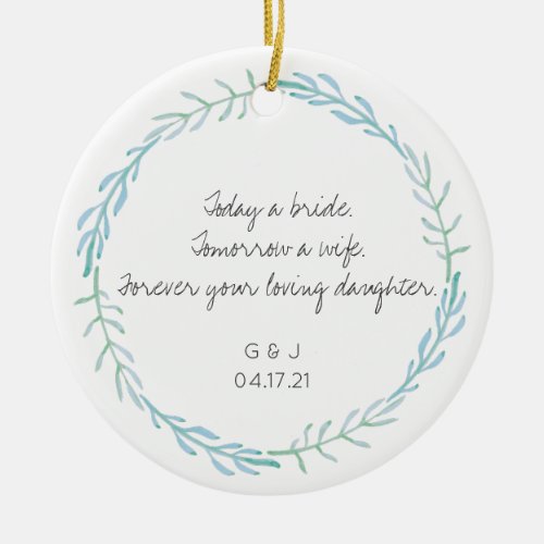 Mother Father of the Bride Gift _ Beach Blue Ceramic Ornament