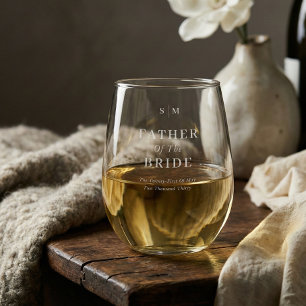 Mother Father Of The Bride Groom Classic Wedding Stemless Wine Glass
