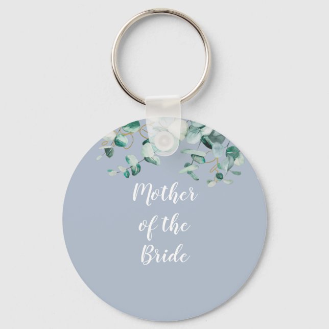Mother Father of the Bride Personalized Dusty Blue Keychain (Front)