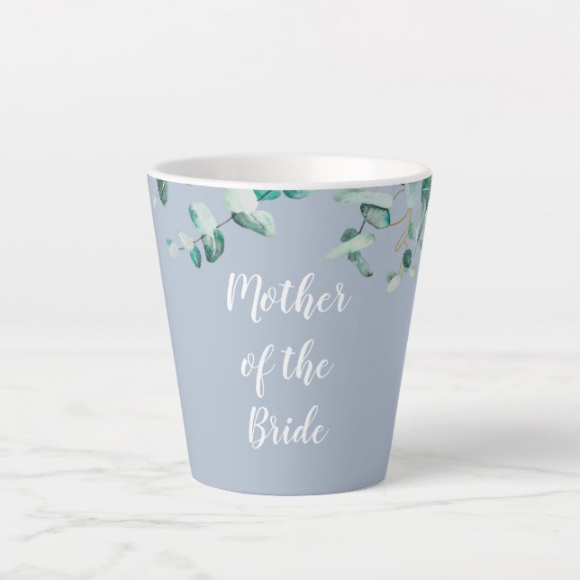 Mother Father of the Bride Personalized Dusty Blue Latte Mug (Front)