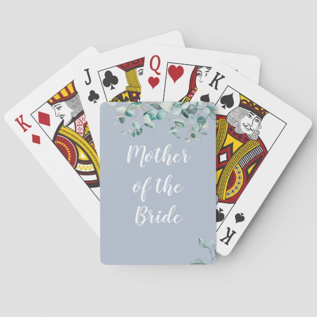 Mother Father of the Bride Personalized Dusty Blue Poker Cards (Back)