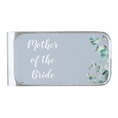 Mother Father of the Bride Personalized Dusty Blue Silver Finish Money Clip