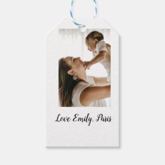 mother father photo name family holiday gifts pare gift tags