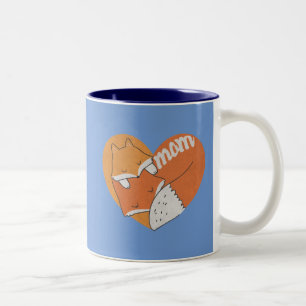 Mother Fox and Baby Fox Love Two-Tone Coffee Mug