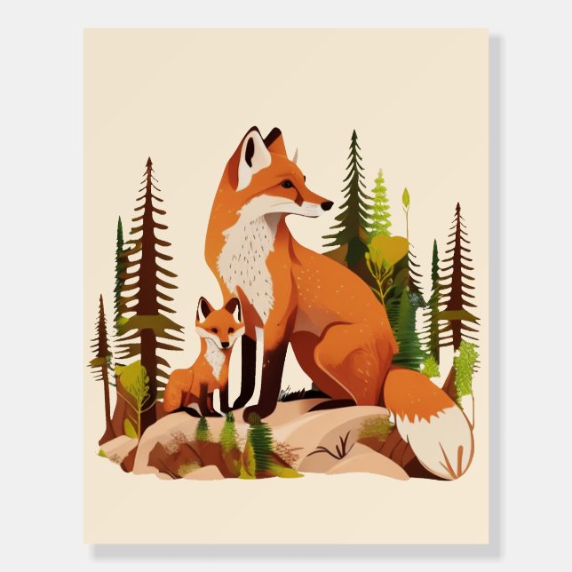 mother fox and kit foam board (Front)