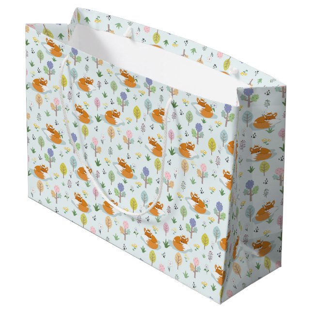 Mother Fox Baby Fox Sleeping In The Forest  Large Gift Bag (Back Angled)
