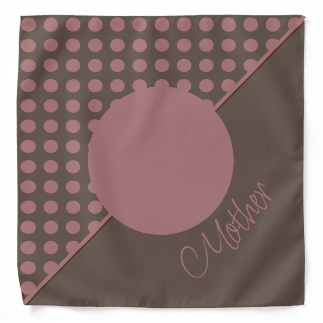 Mother Fun Cute Brown & Pink Polka Dots Bandana (Front)