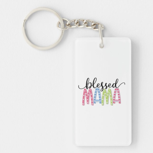 Mother Gift Blessed Mama Keychain (Front)