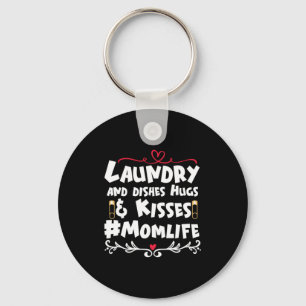 Mother Gift Laundry Kisses Mom Life Keychain