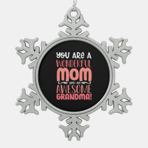 Mother Gift Proud Wonderful Mom Birthday Snowflake Pewter Christmas Ornament