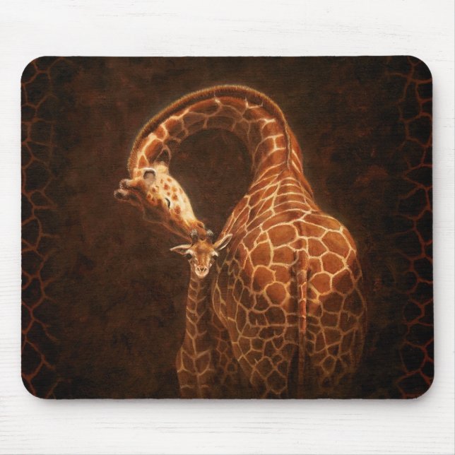 Mother Giraffe and Baby Mouse Pad (Front)