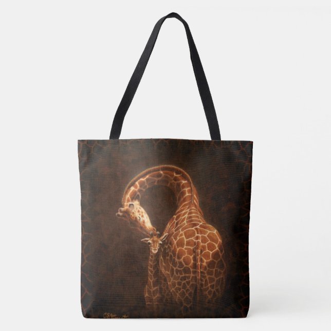 Mother Giraffe and Baby Tote Bag (Front)
