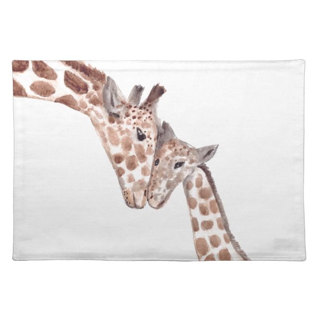 Mother giraffe with baby placemat (Front)