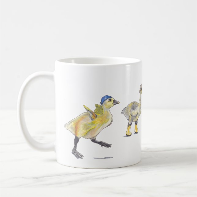 Mother Goose and four professional goslings Coffee Mug (Left)