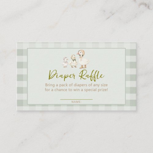 Mother Goose and Gosling Baby Shower Diaper Raffle Enclosure Card