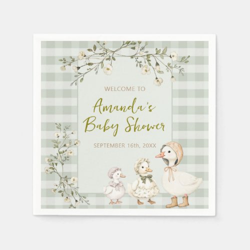 Mother Goose and Gosling Baby Shower Napkins