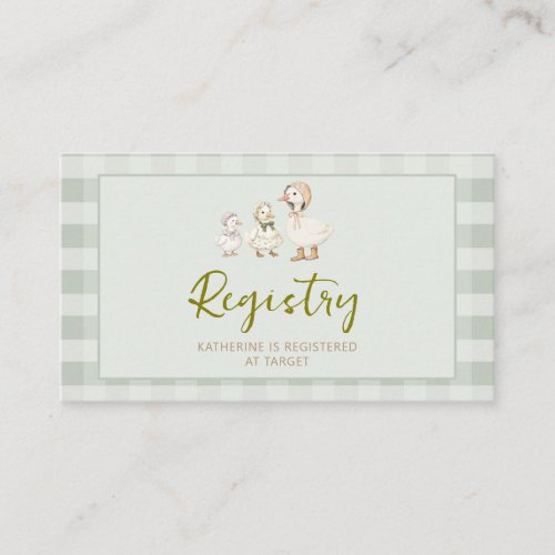 Mother Goose and Gosling Baby Shower Registry Enclosure Card