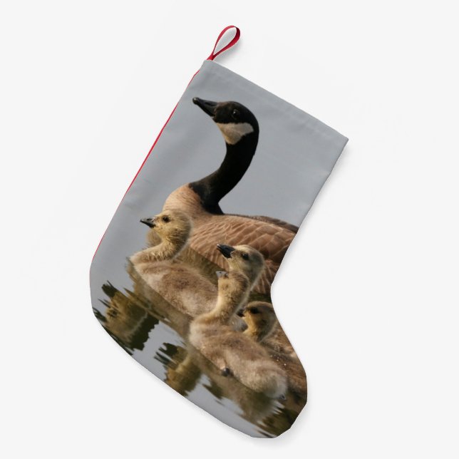 Mother Goose and Her Goslings Small Christmas Stocking (Front (Hanging))