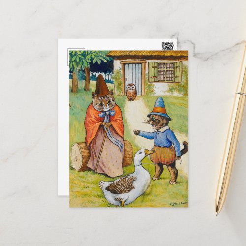 Mother Goose at Home by Louis Wain Holiday Postcard