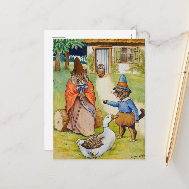 Mother Goose at Home by Louis Wain Holiday Postcard (Front/Back In Situ)