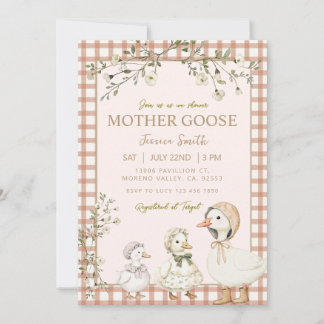 Mother Goose Baby Shower Gender Neutral Invitation