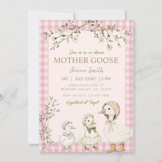 Mother Goose Baby Shower Pink Girl Invitation