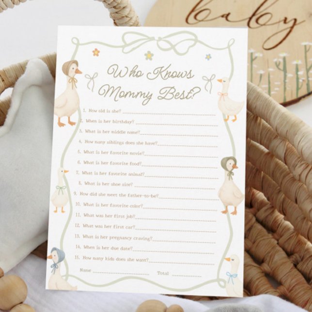 Mother Goose Baby Shower Who Knows the Mommy Best  Invitation (Creator Uploaded)
