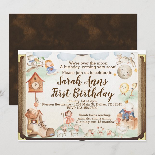 Mother Goose Birthday Party Invitation Invite (Front/Back)