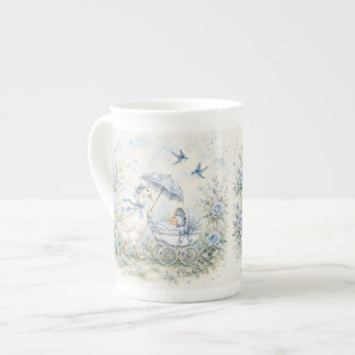 Mother Goose Blue Rose Standards Baby Shower Bone China Mug