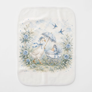 Mother Goose Blue Rose Standards Baby Shower Burp Cloth