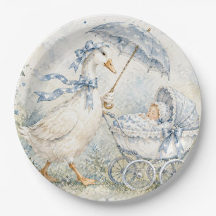 Mother Goose Blue Rose Standards Baby Shower Paper Plates