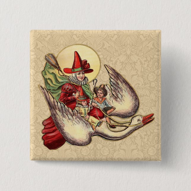 Mother Goose Child Antique Illustration Button (Front)
