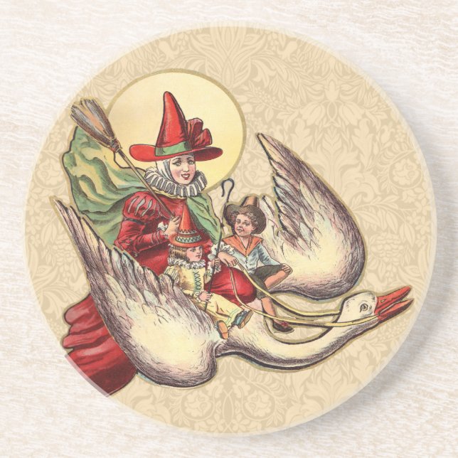 Mother Goose Child Antique Illustration Drink Coaster (Front)