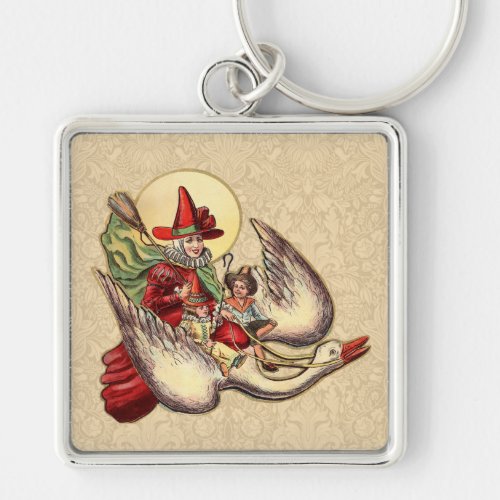 Mother Goose Child Antique Illustration Keychain